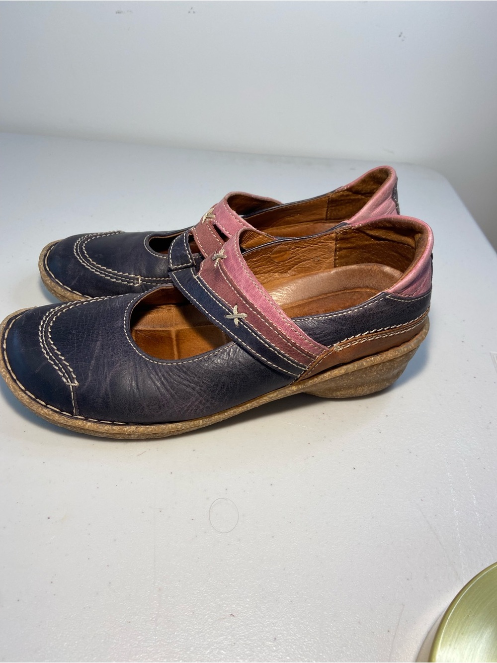 Josef Seibel Spirit Nature Comfort Mary Jane Flats in Navy and Pink SZ6 - Picture 3 of 9
